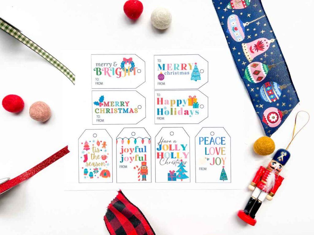 printed out set of christmas tag