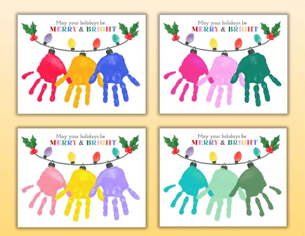 Merry & Bright Holiday Handprint Art Samples