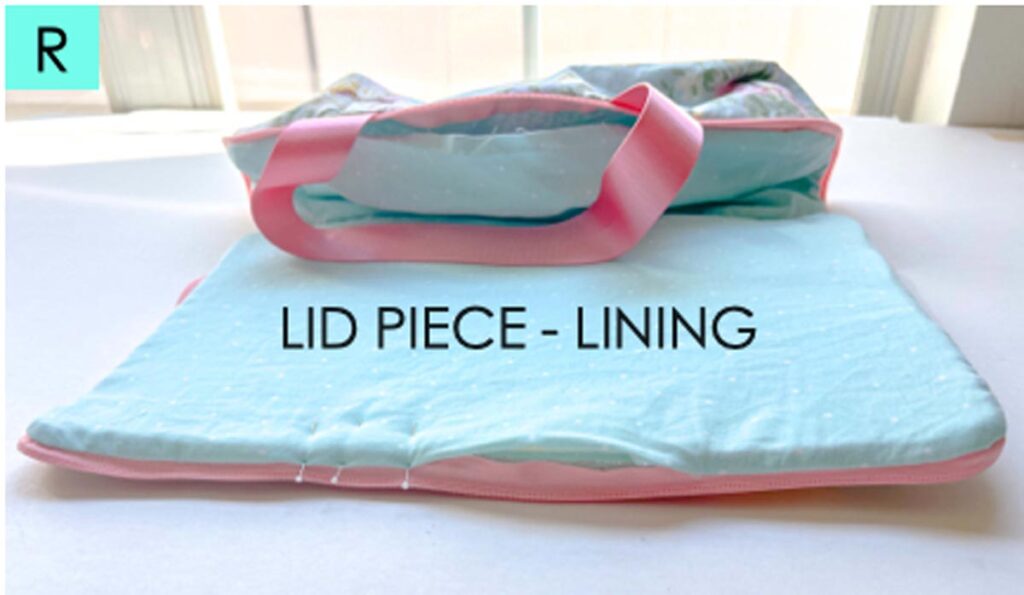 closing opening on lid with pins. casserole carrier pattern