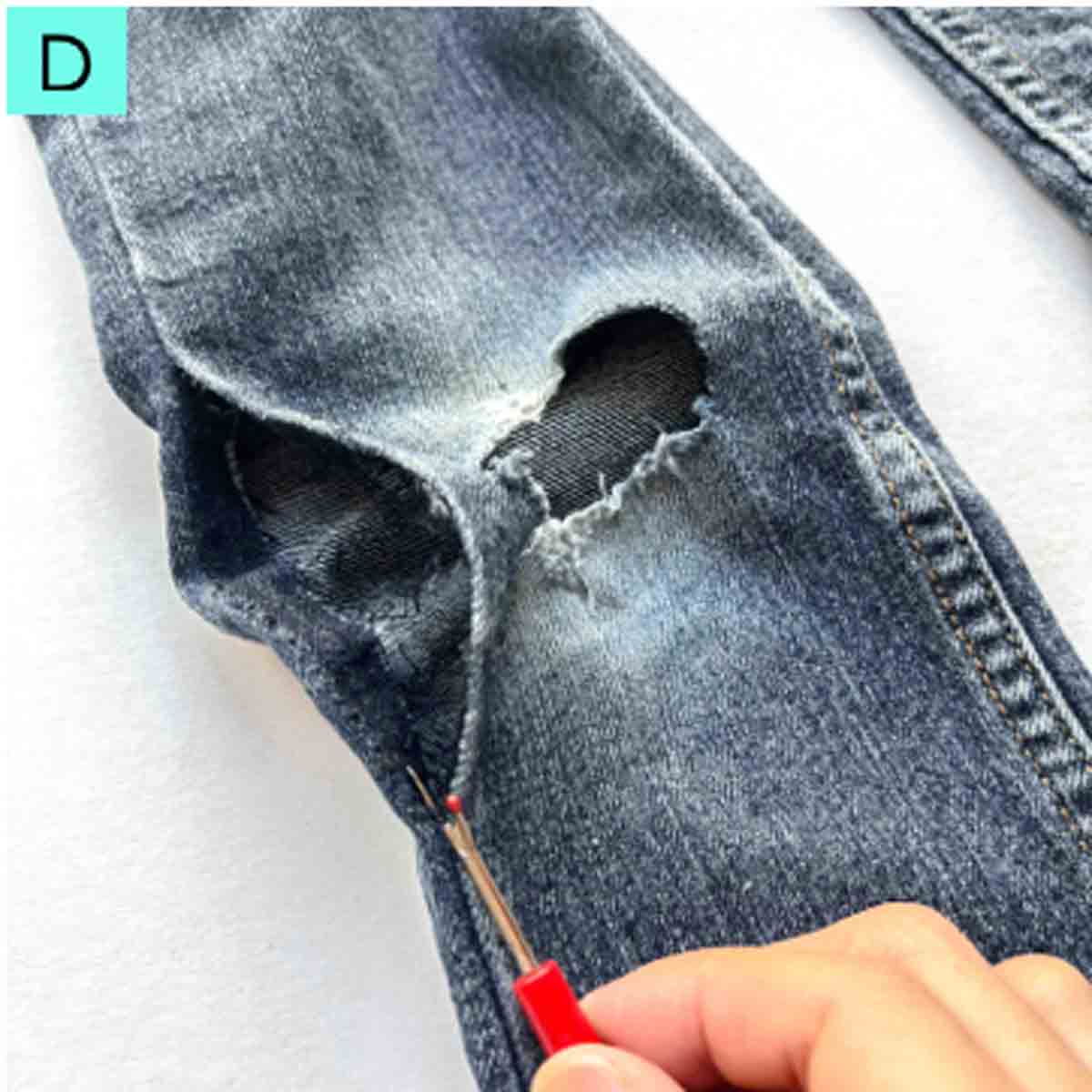 taking out side seams from ripped jeans. How to repair a hole in Jeans.