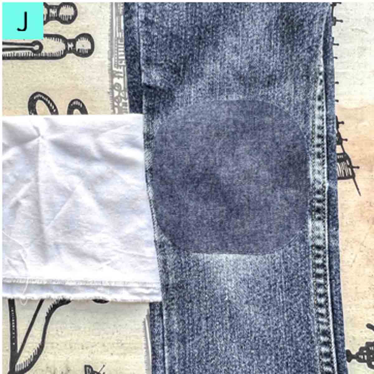 patch fused on from right side of jeans