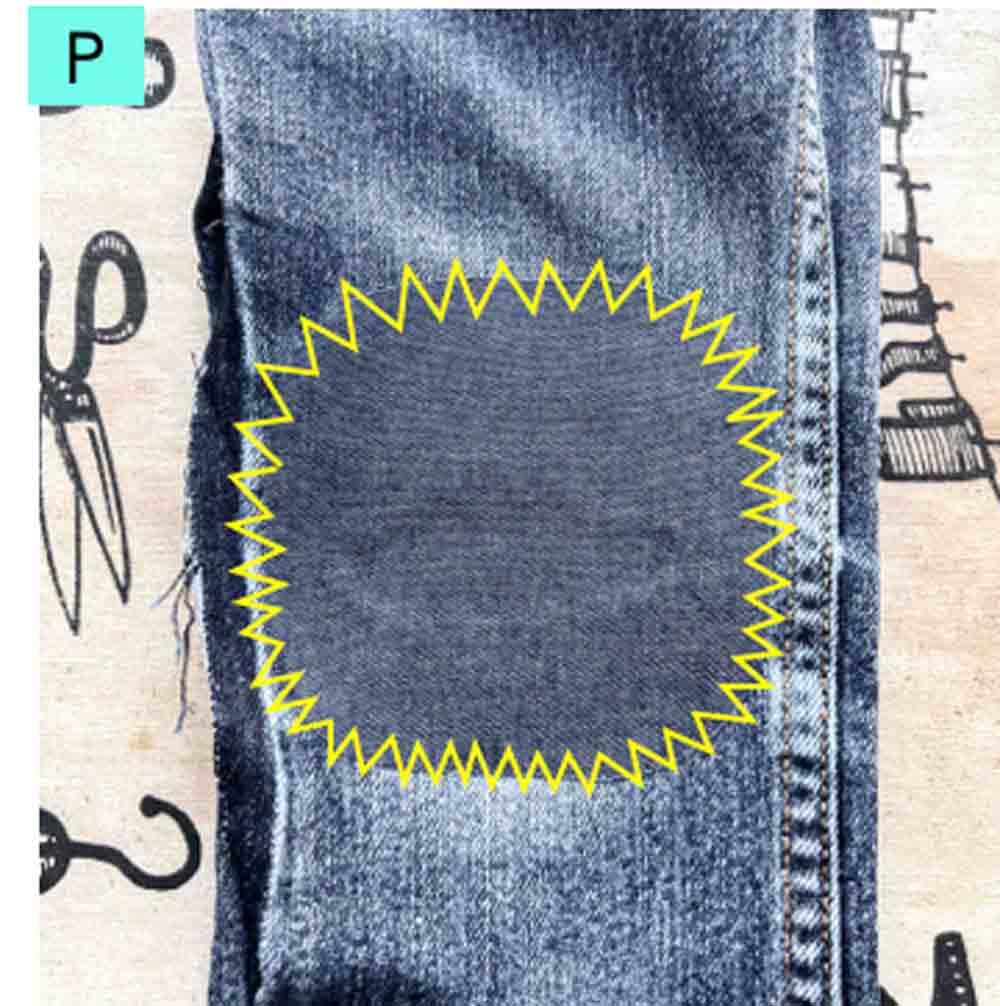 zig zag stitch around entire outer patch