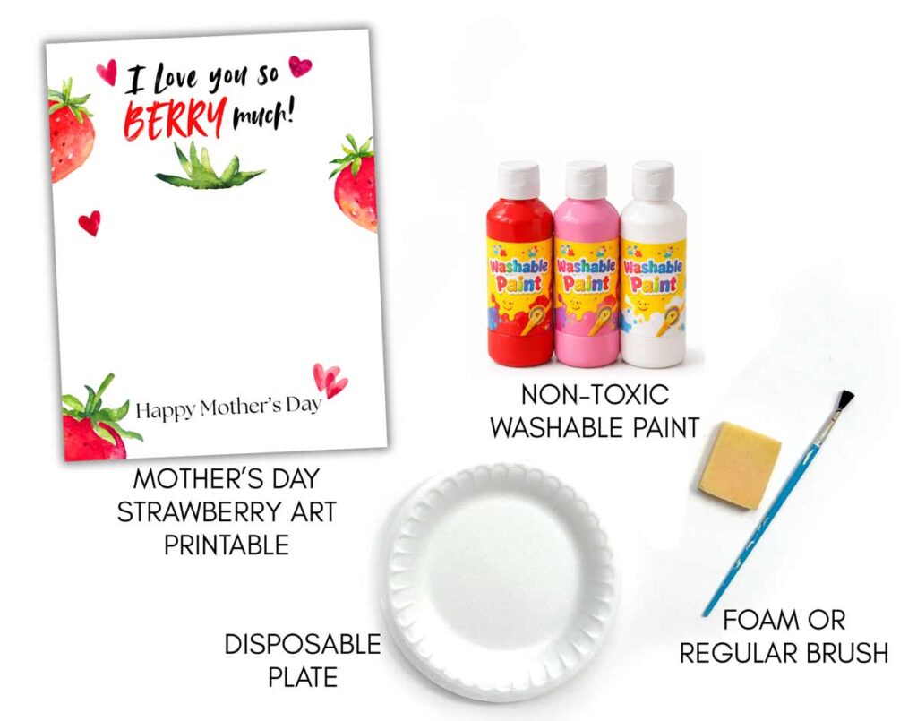 mother's day strawberry handprint art materials