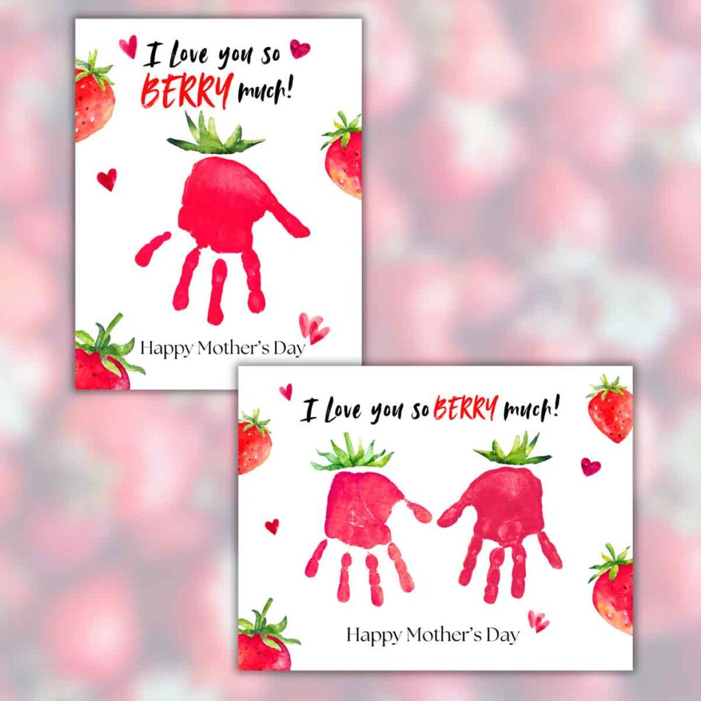 Strawberry Handprint Art Square Image