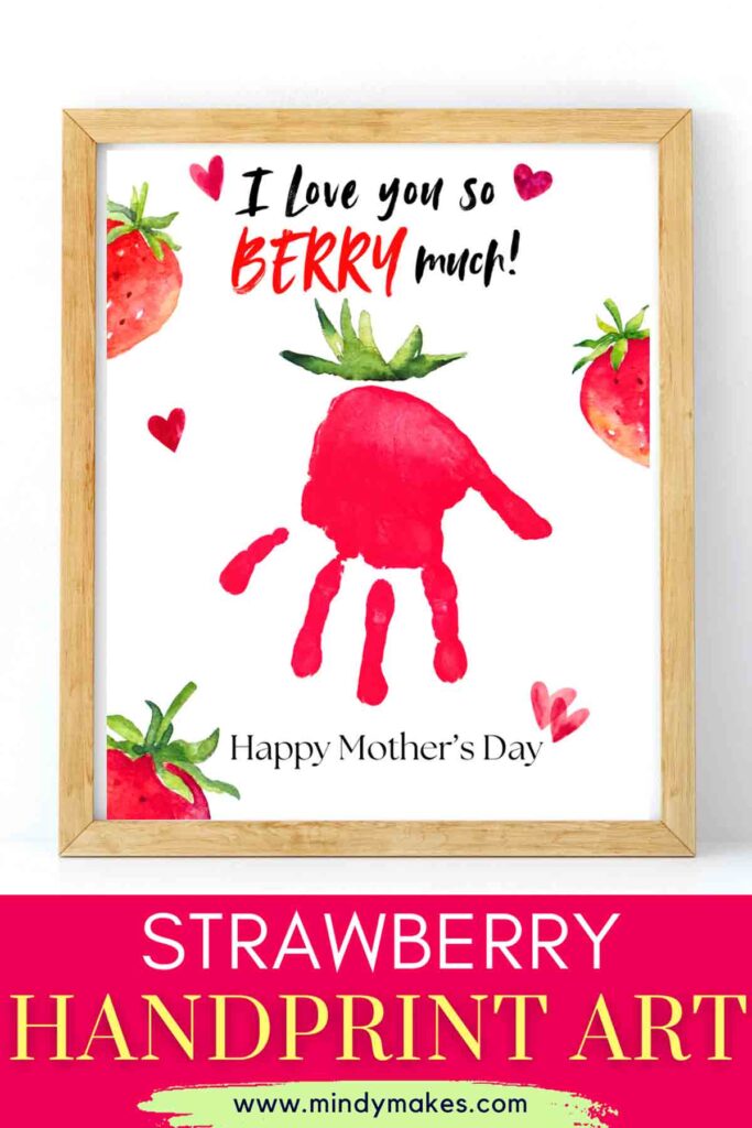 mother's day strawberry handprint art pinterest image