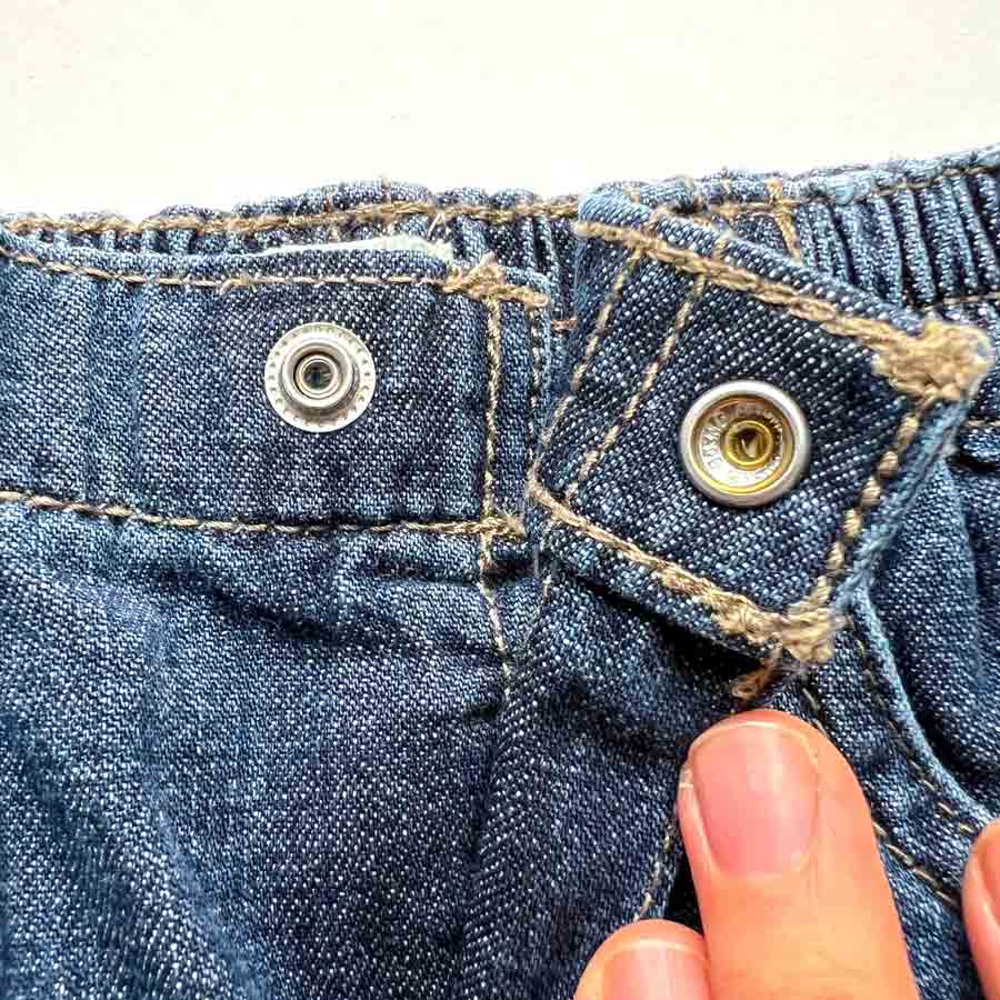 heavy duty metal snaps underside of denim patns