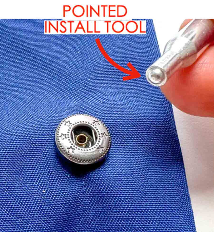Step-by-step snap fastener installation tutorial - using pointed install tool 