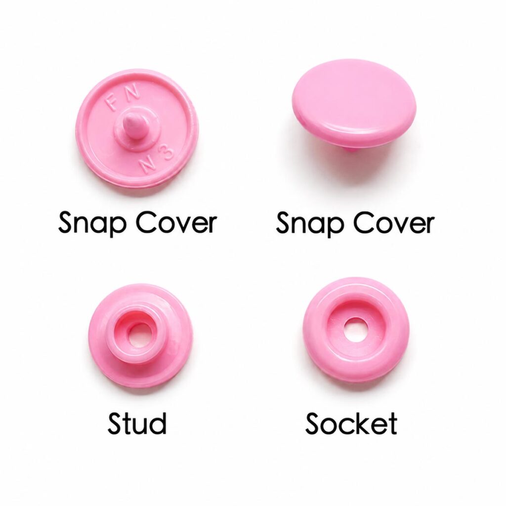 plastic snap fasteners for sewing projects. How to install snaps to fabric.