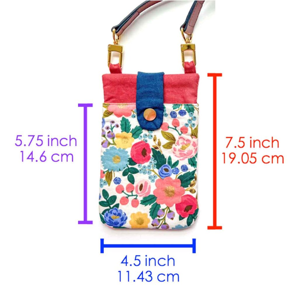 crossbody cell phone bag sewing tutorial dimensions
