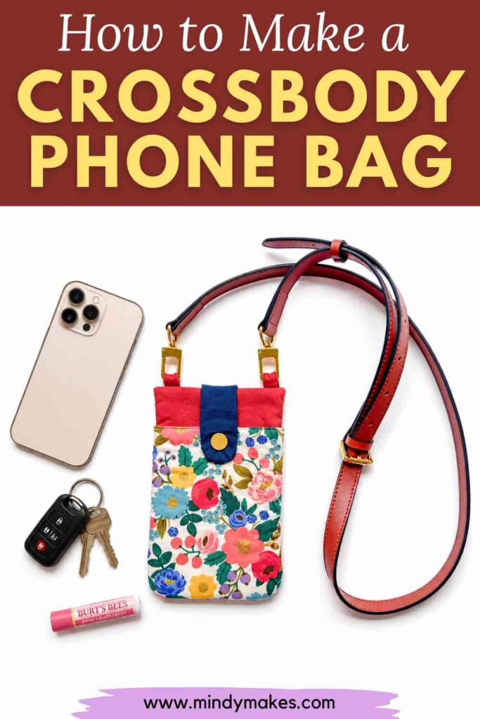 crossbody cell phone bag sewing tutorial pinterest image