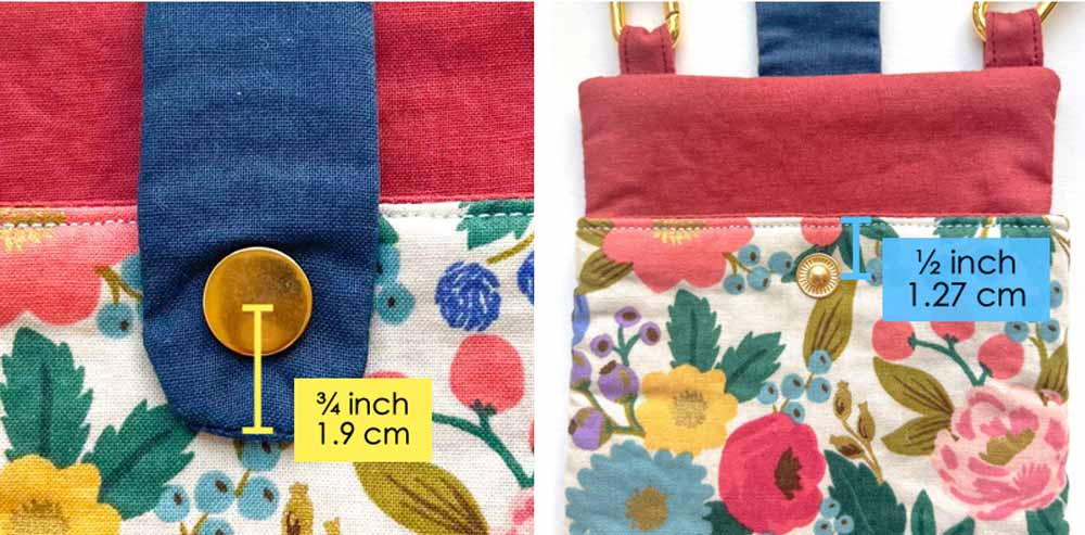 placement of snaps on flap and front pocket piece