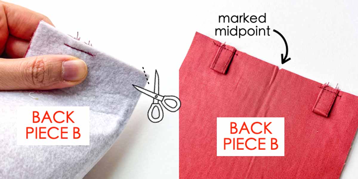 marking midpoint of back piece with loops