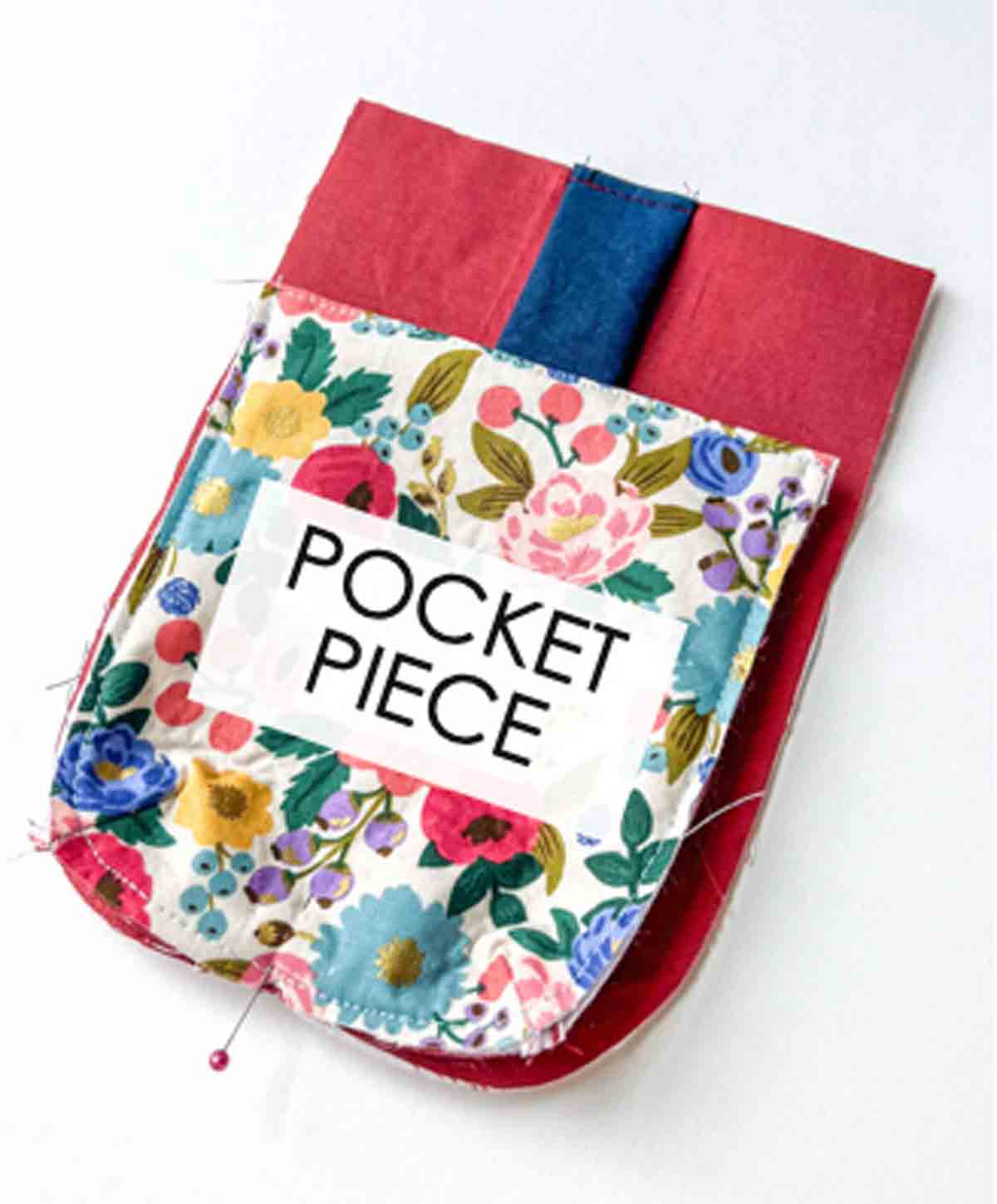 pinning front pocket piece to back piece A of crossbody cell phone bag