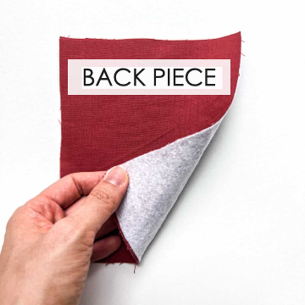 back piece of crossbody cell phone bag with fusible fleece attached
