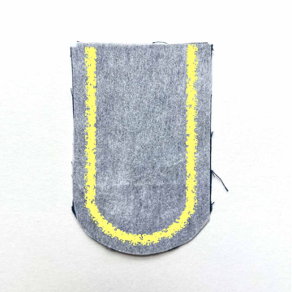 sewing flap pieces together at 1/2 inch seam allowance