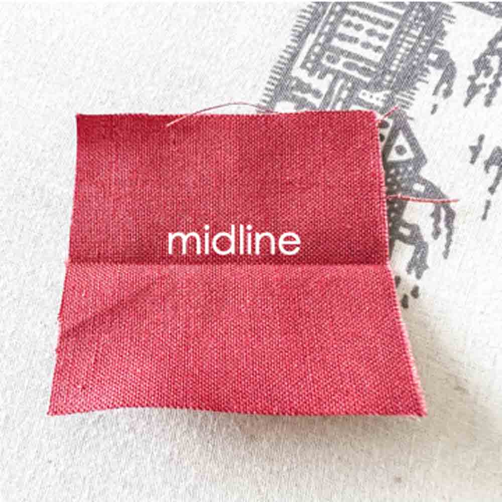 making loops for bag straps - folding loops piece in half to create midline. crossbody cell phone bag.