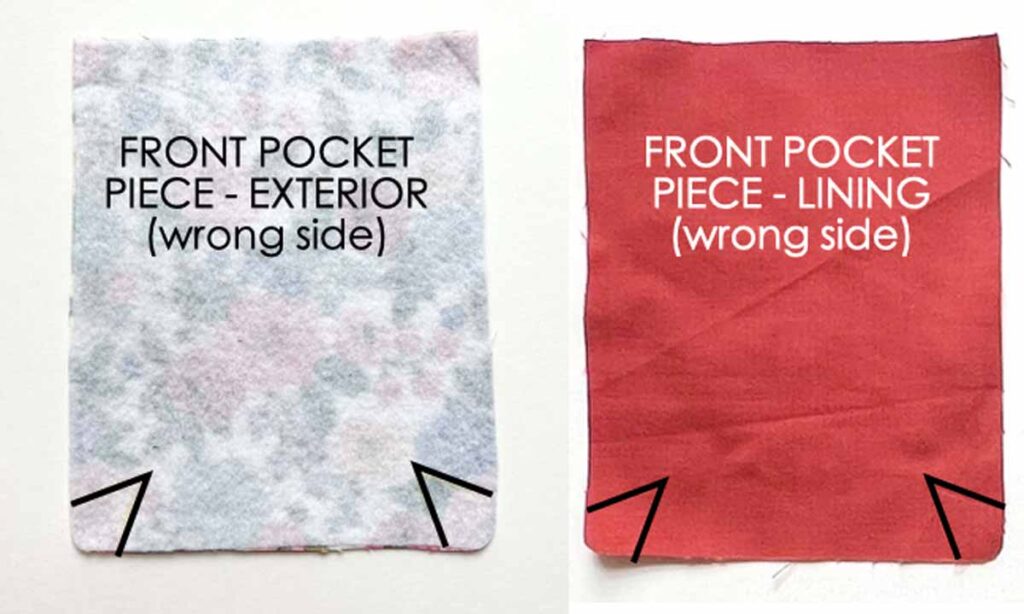 darts trace on front pocket and lining
