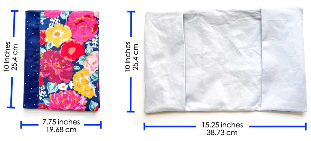 dimension of DIY composition notebook cover made from cotton fabric 