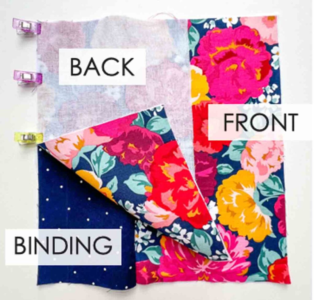 BACK PIECE with BINDING and FRONT, right sides together