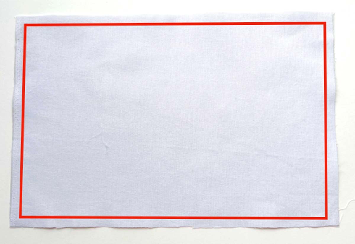 red rectangle indicating sew line on wrong side of LINING.
