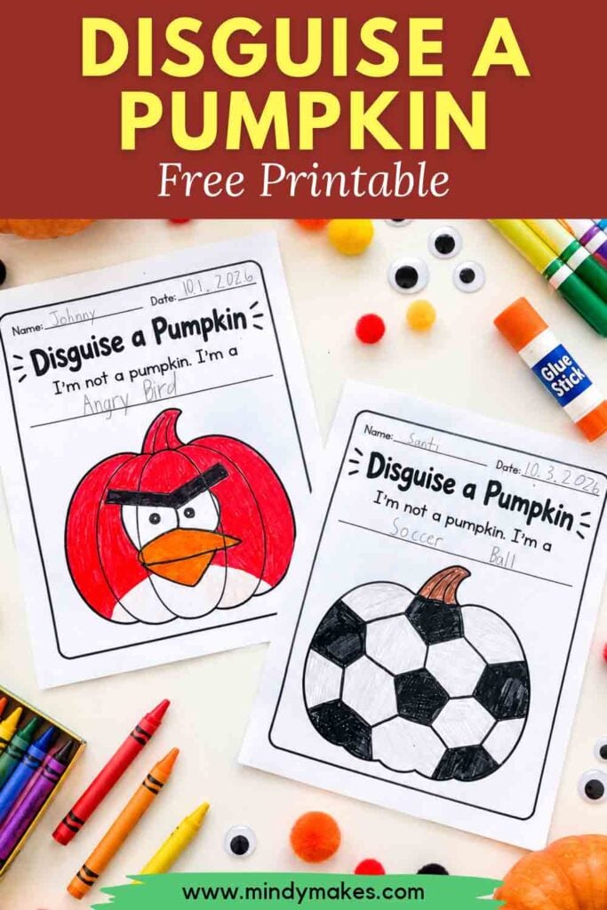 diguise a pumpkin worksheet for kids pinterest image. 