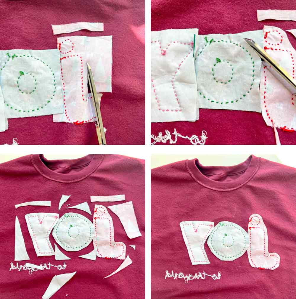 cutting away inside fabric used for reverse appliqué